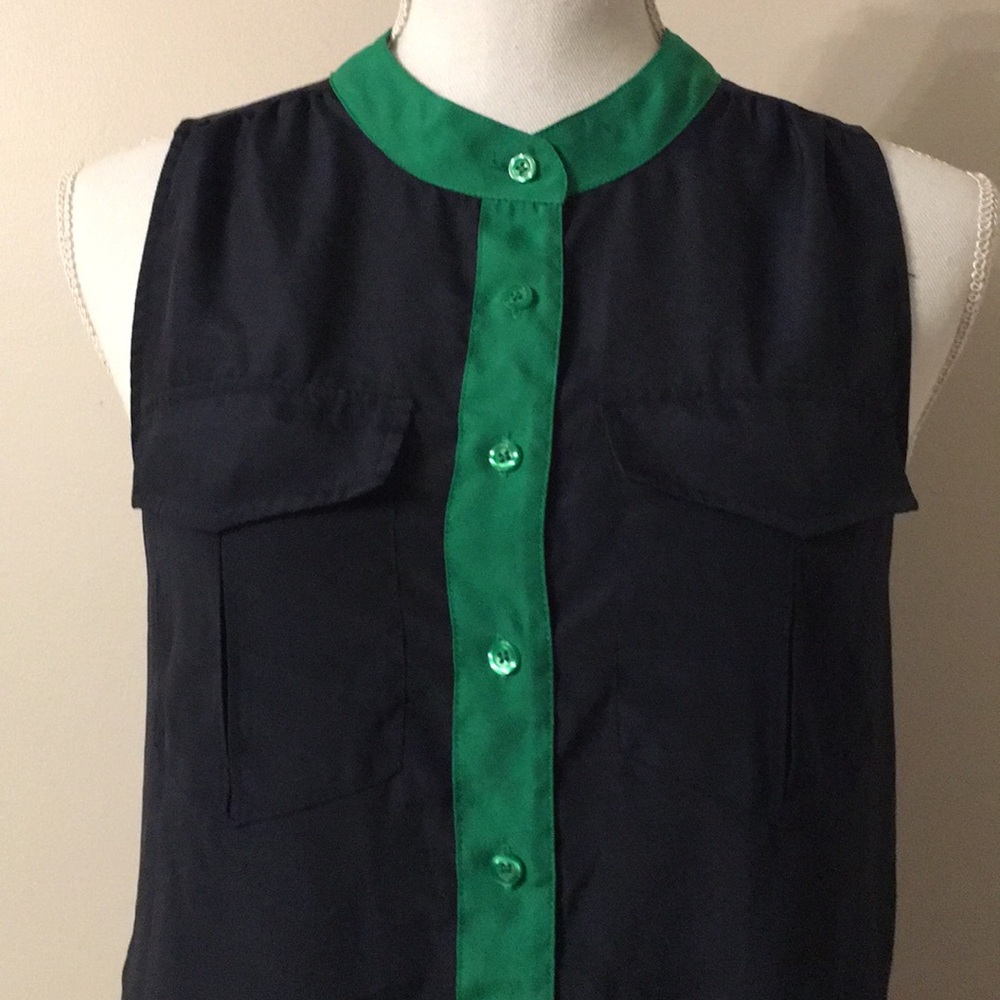 J Crew Color Block Sleeveless Button Up Top - image 2